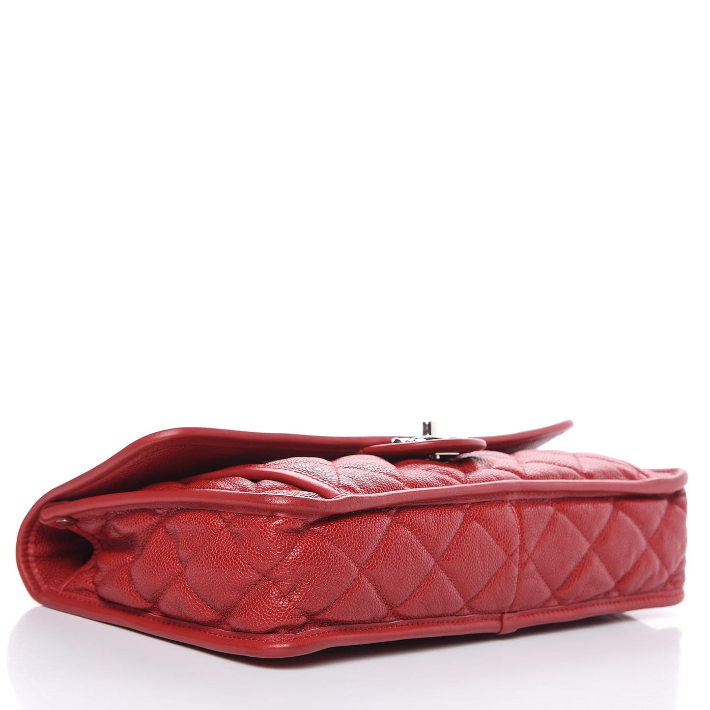Caviar Quilted Large French Riviera Flap Red