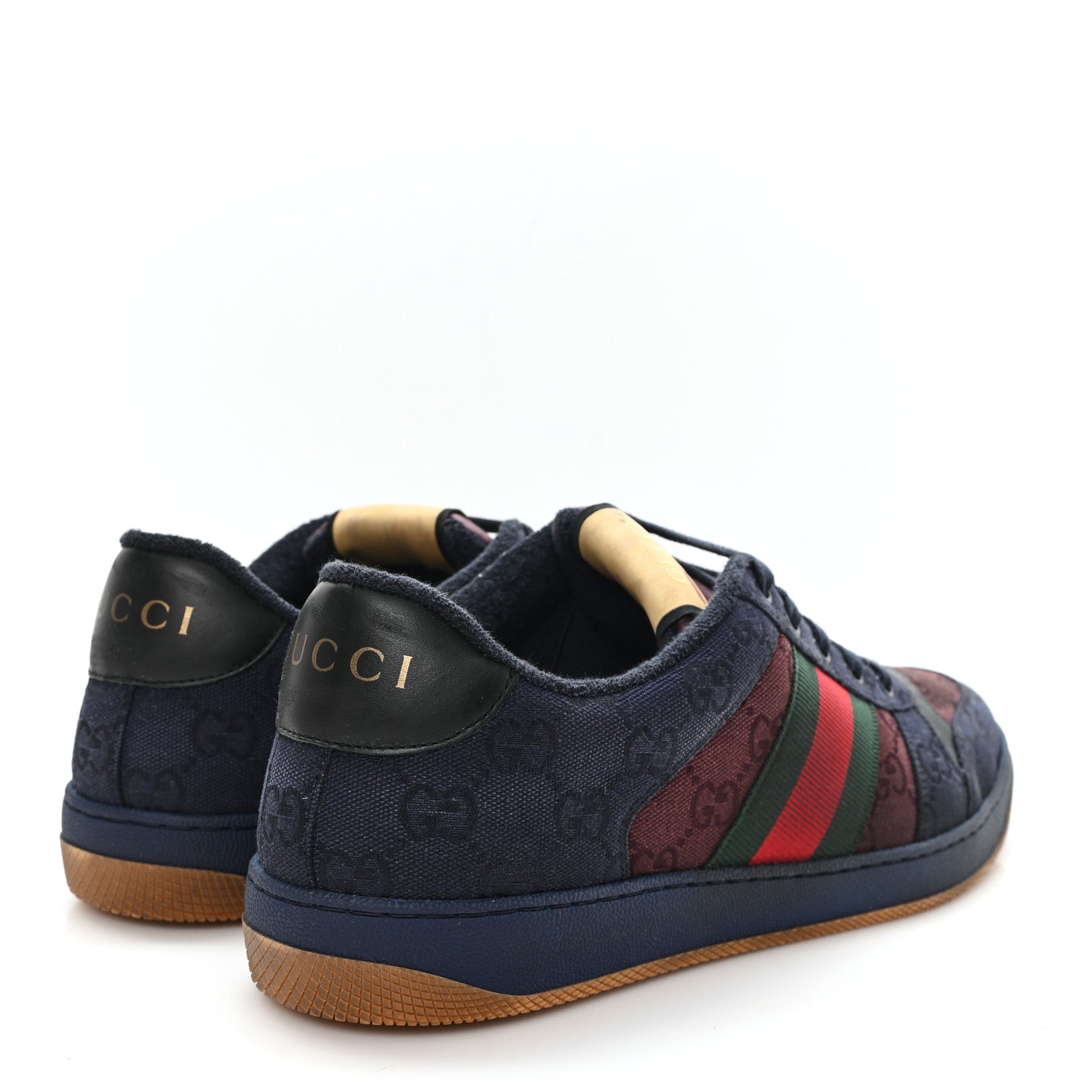 Gucci New Canvas GG Web Mens Screener Sneakers 10 Burgundy Navy 5 of 9