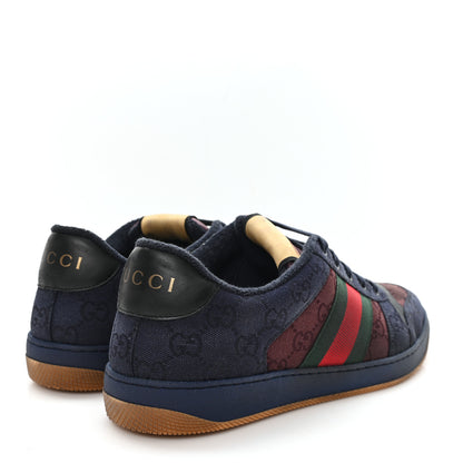Gucci New Canvas GG Web Mens Screener Sneakers 10 Burgundy Navy 5 of 9