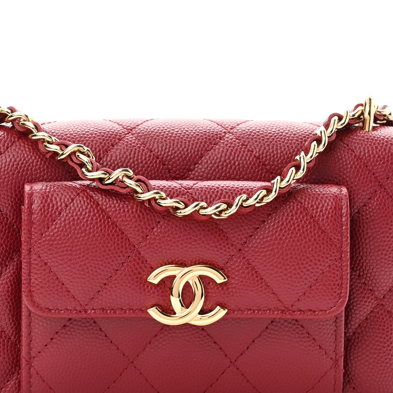 Chanel Caviar Quilted Pocket Twins Clutch With Chain Burgundy 9 of 12
