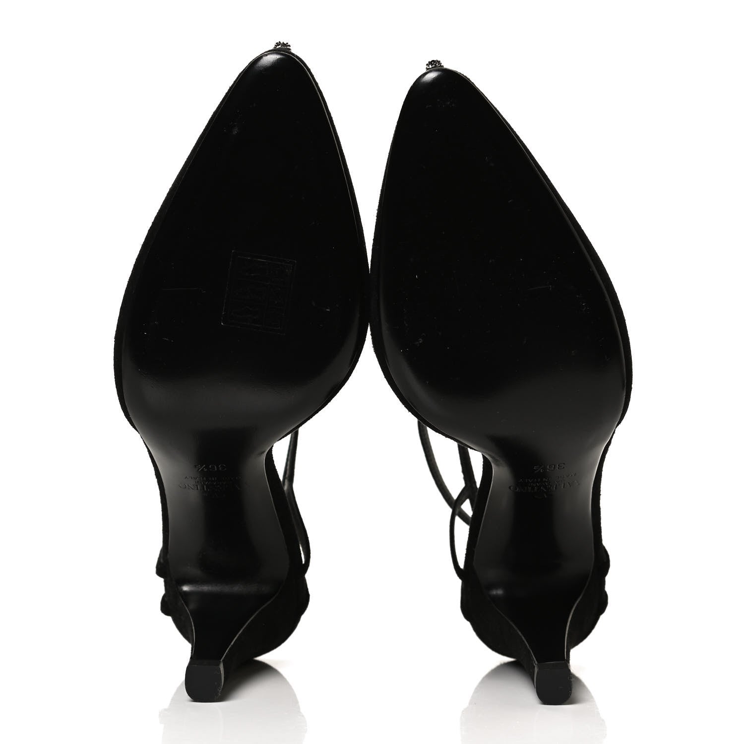 Valentino Garavani Suede Crystal Snake Embellished Ankle Strap Pumps 36.5 Black 7 of 11