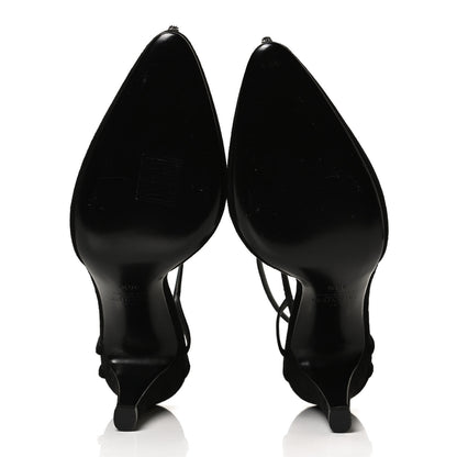 Valentino Garavani Suede Crystal Snake Embellished Ankle Strap Pumps 36.5 Black 7 of 11