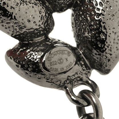 Chanel Crystal Sparkling Wheat CC Drop Earrings Silver 4 of 5