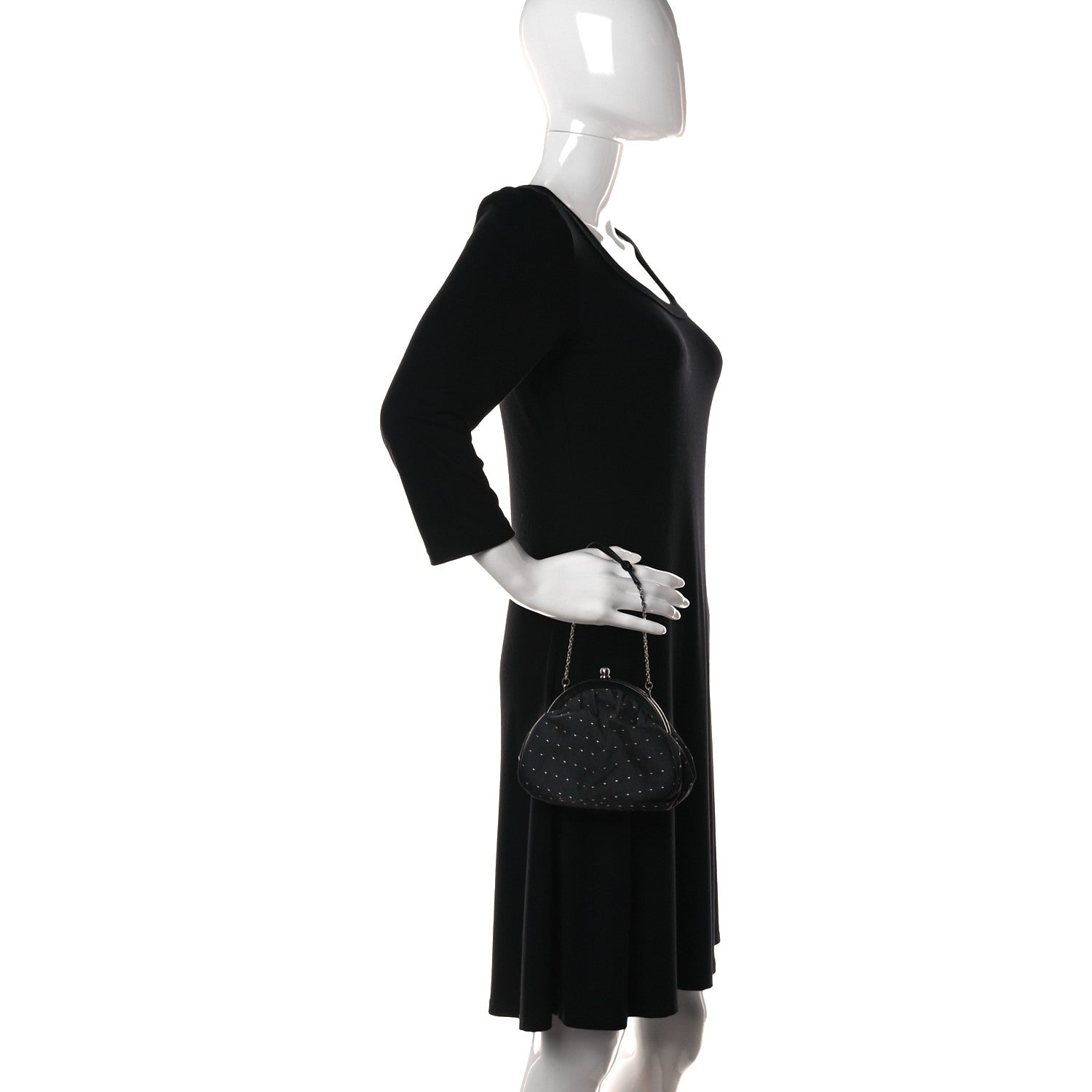 Prada Jacquard Kisslock Shoulder Bag Black 3 of 8