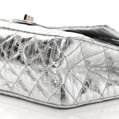 Chanel Metallic Striped Calfskin 2.55 Reissue 226 Flap Silver Silver 10 of 13