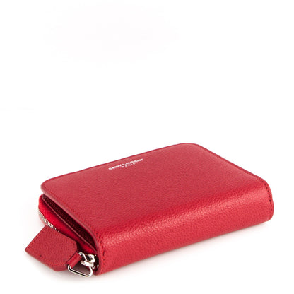 Saint Laurent Grained Calfskin Rive Gauche Compact Zip Around Wallet Red 4 of 7