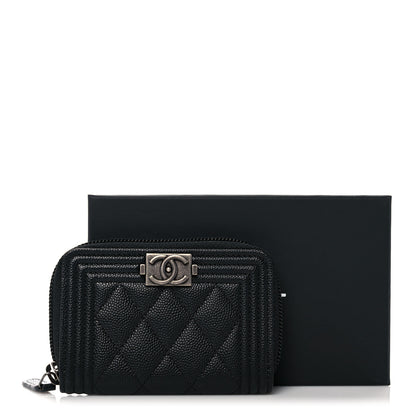 Chanel Caviar Quilted Boy Zip Around Coin Purse Wallet Black 8 of 8