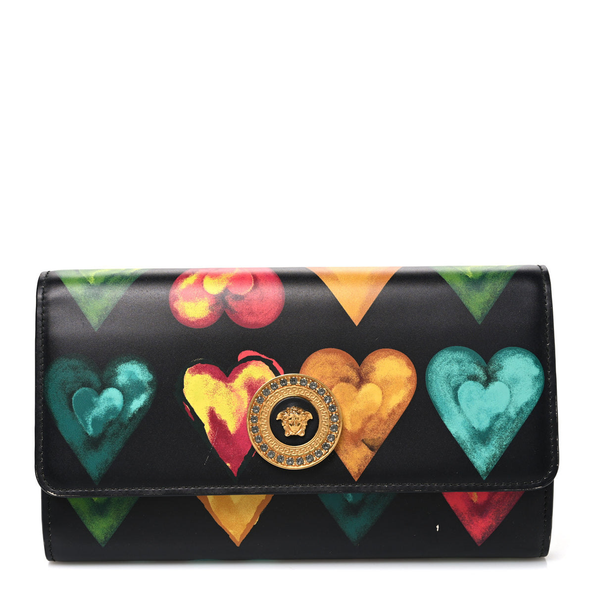 Versace Calfskin Rebellious Hearts Evening Bag Black 1 of 8
