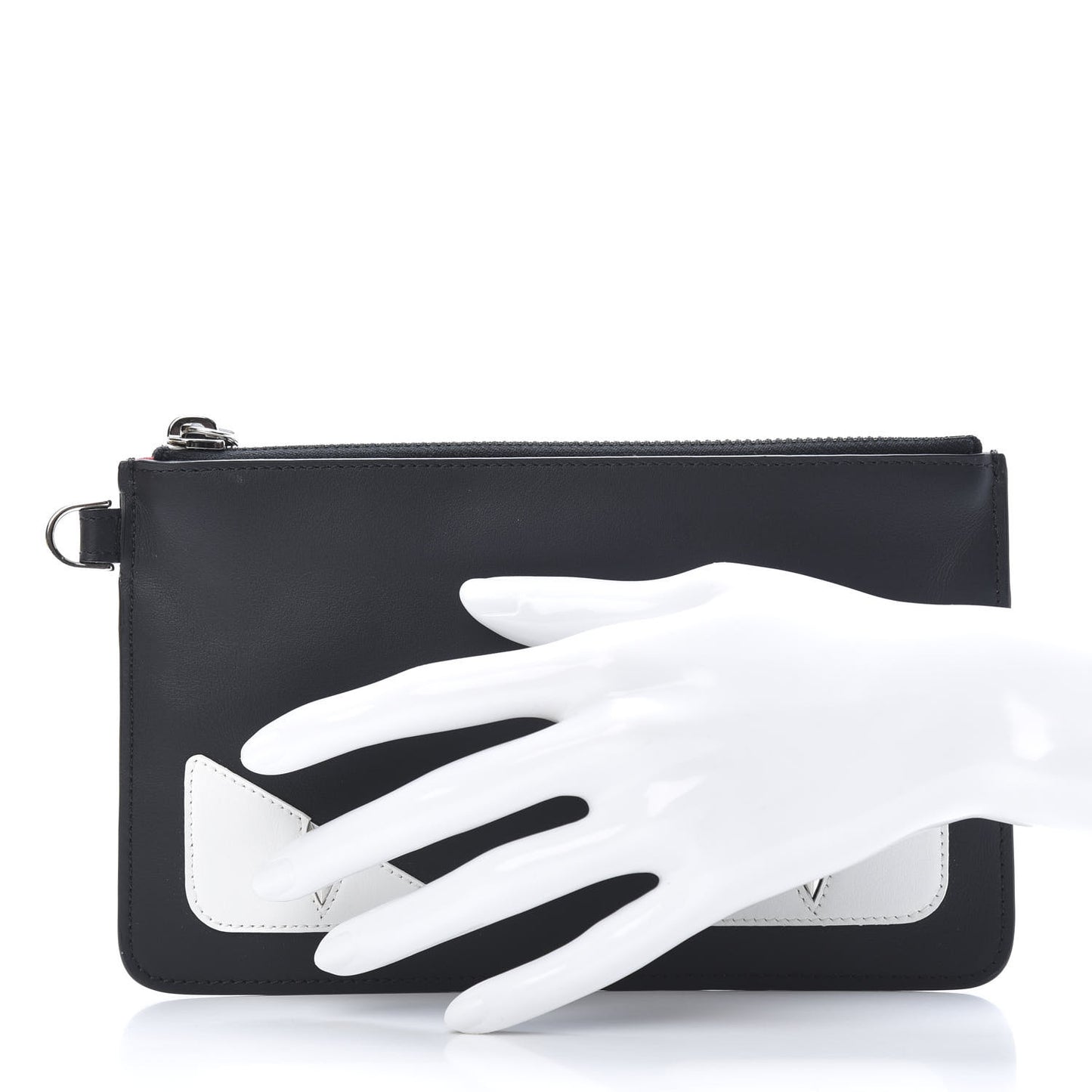 Calfskin Monster Eyes Pouch Black White