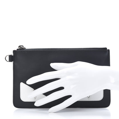 Fendi Calfskin Monster Eyes Pouch Black White 2 of 8