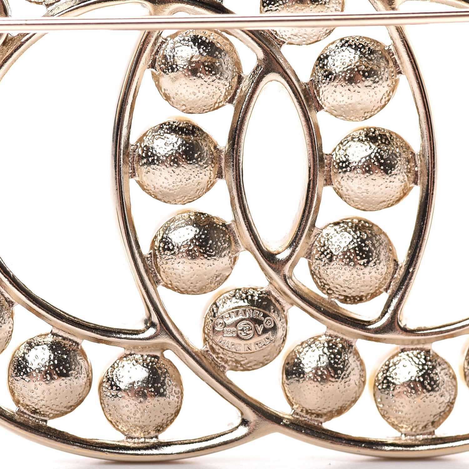 Chanel CC Pearl Brooch Pin Gold 3 of 4