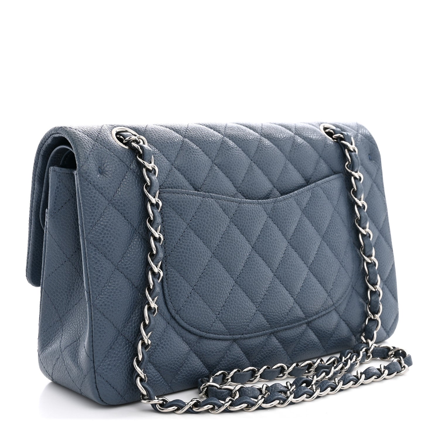 Chanel Caviar Quilted Medium Double Flap Blue 3 of 11