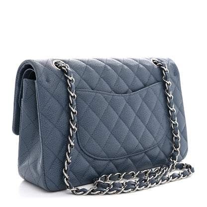 Chanel Caviar Quilted Medium Double Flap Blue 3 of 11