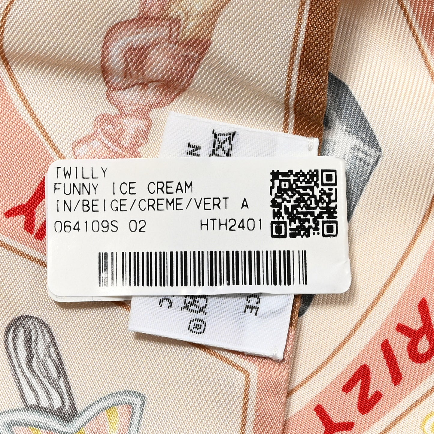 Silk Funny Ice Cream Twilly Beige Cream Vert