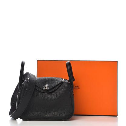 Hermes Taurillon Clemence Mini Lindy 20 Black 10 of 10
