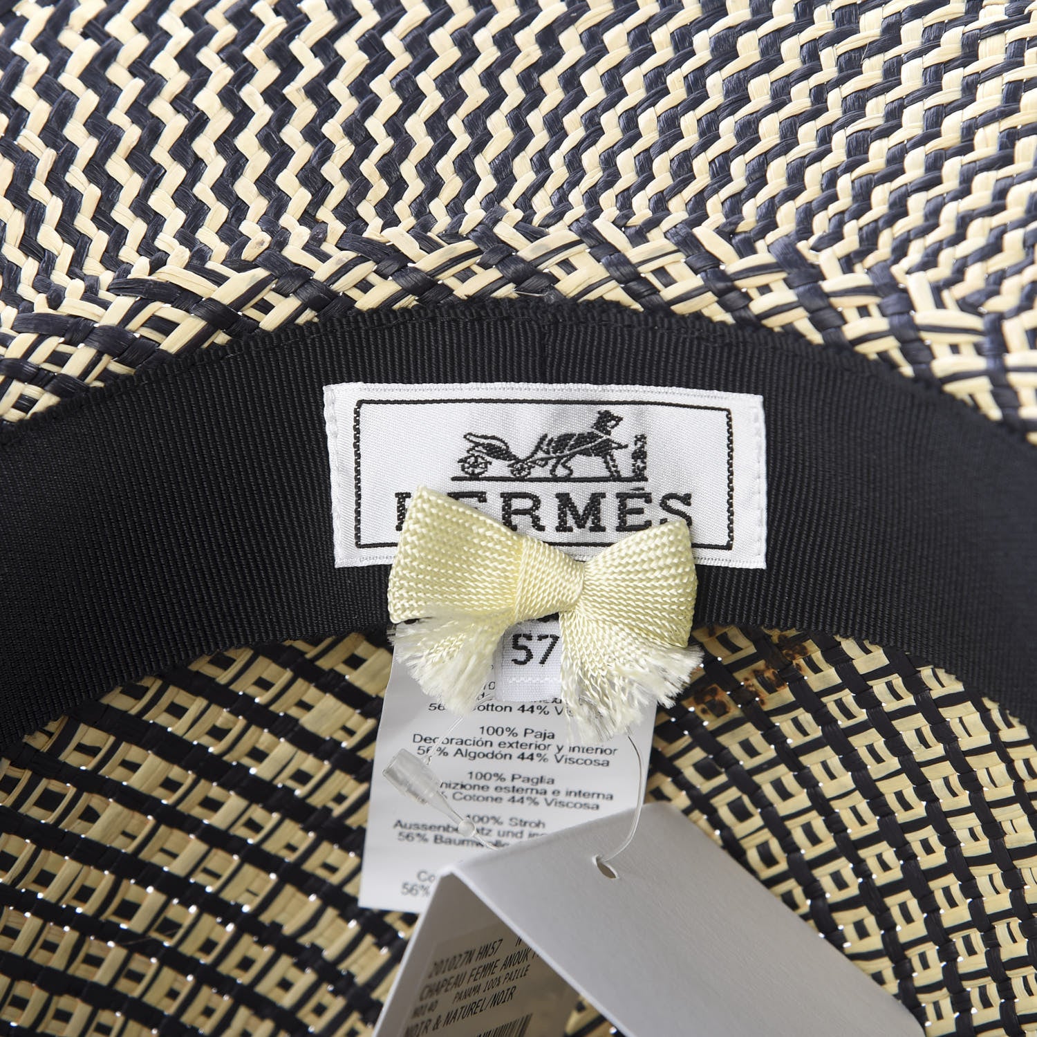 Hermes Chapeau Femme Anouk Panama Hat 57 Naturel Black 4 of 6