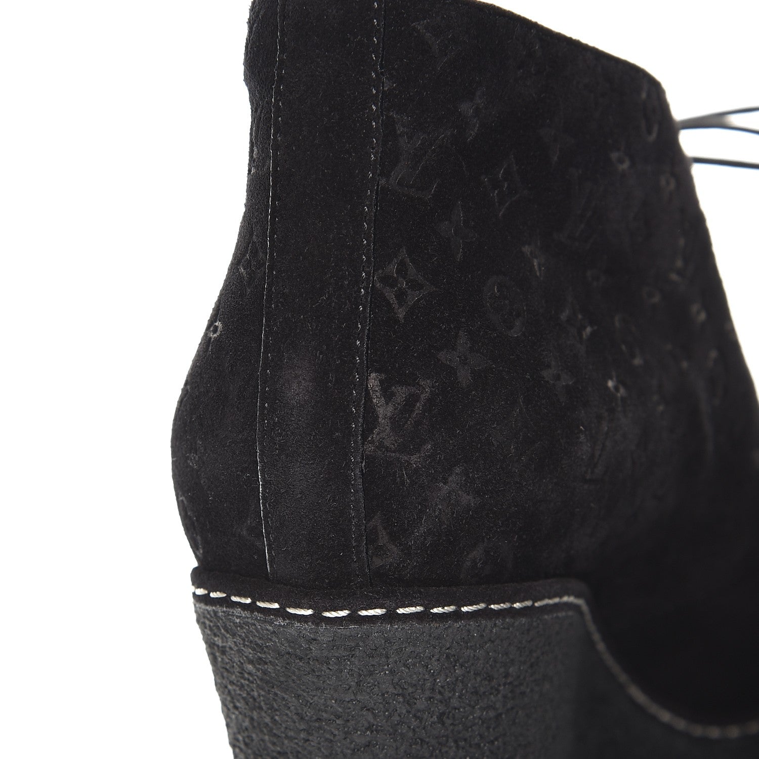 Louis Vuitton Suede Embossed Monogram Frosty Wedge Low Boots 39 Black 8 of 11
