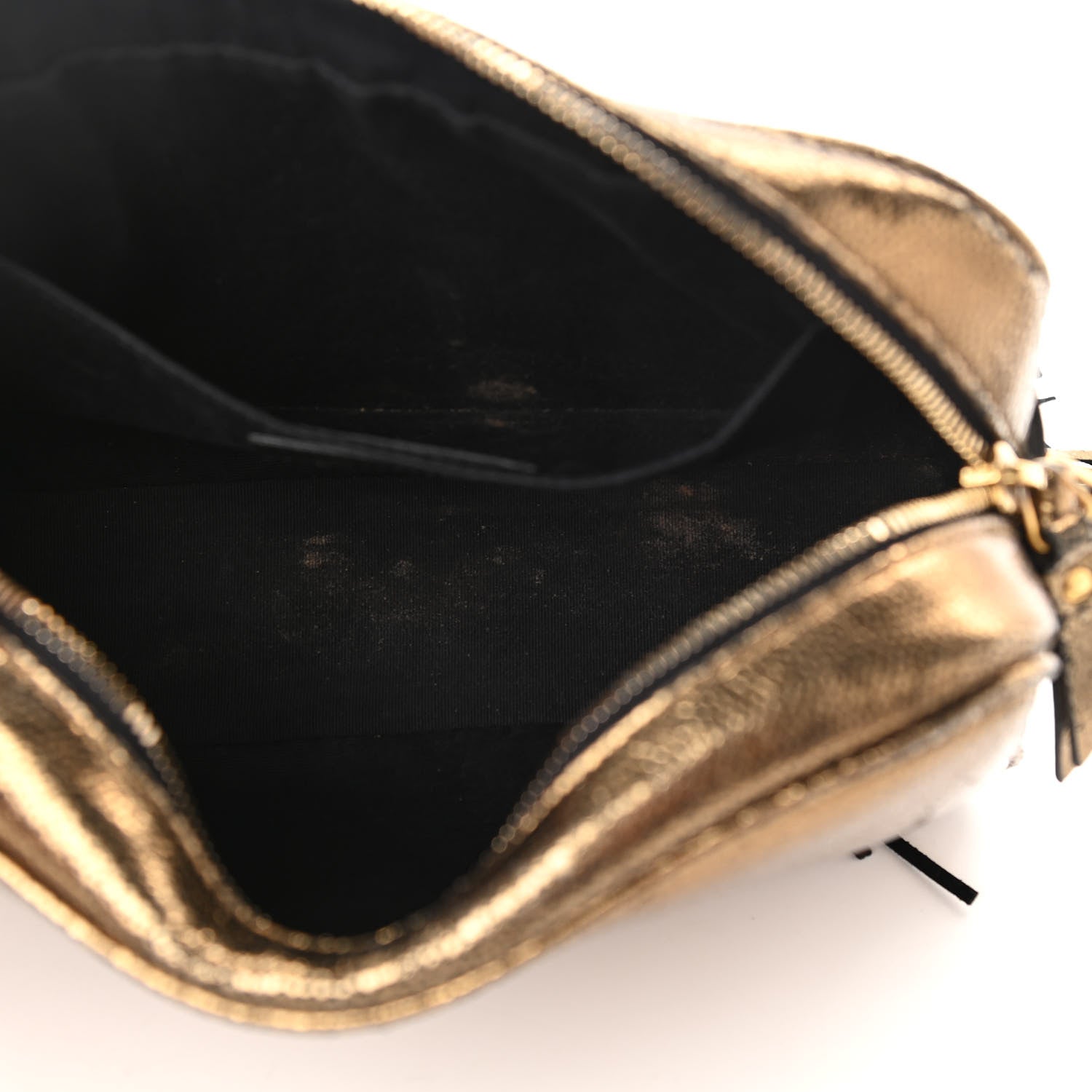 Saint Laurent Calfskin Lame Monogram Small Lou Camera Bag Gold Olive 5 of 15