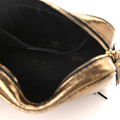 Saint Laurent Calfskin Lame Monogram Small Lou Camera Bag Gold Olive 5 of 15