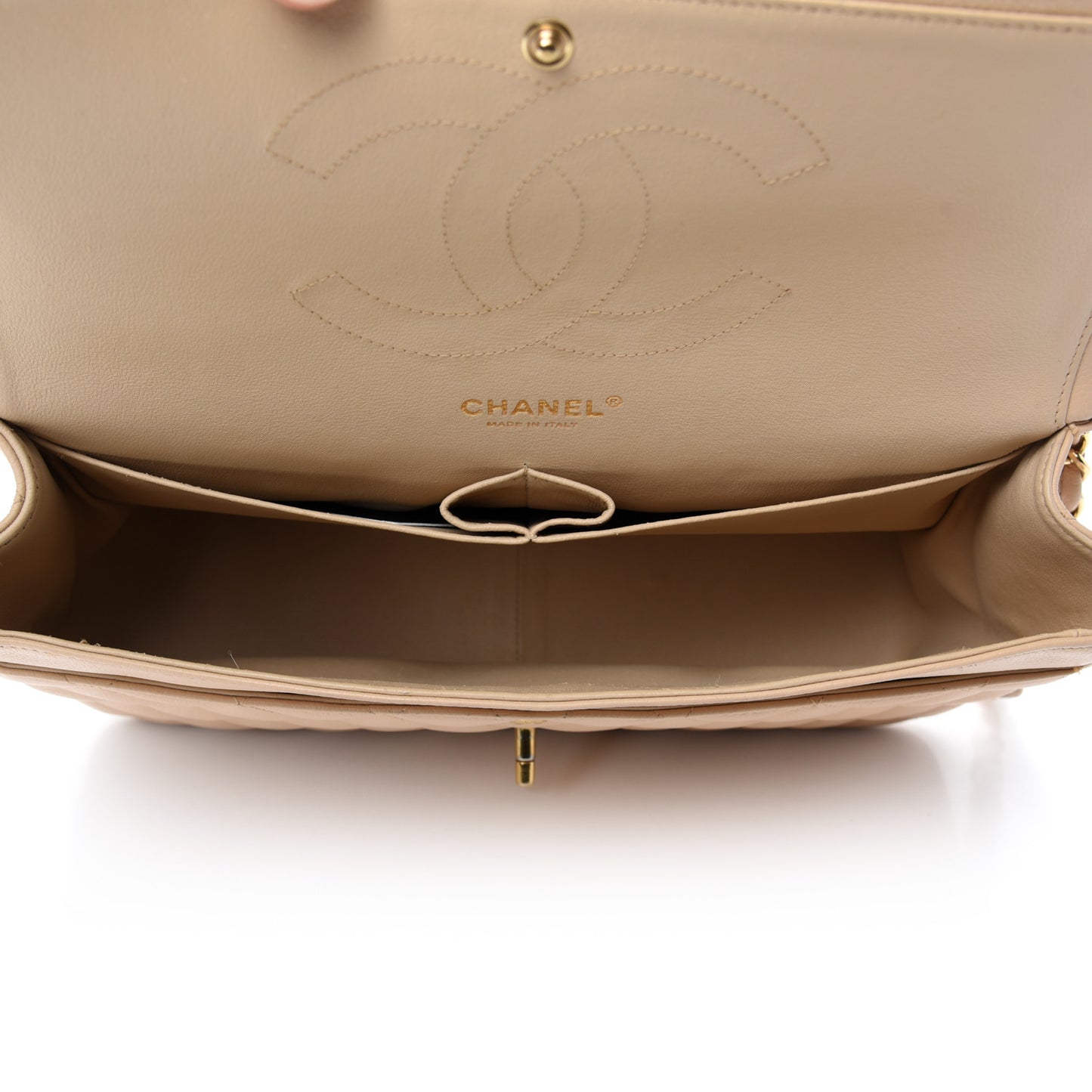 Caviar Quilted Jumbo Double Flap Beige Clair