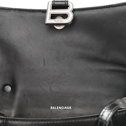 Balenciaga Shiny Box Calfskin Graffiti Logo Small Hourglass Top Handle Bag Black Silver 12 of 17