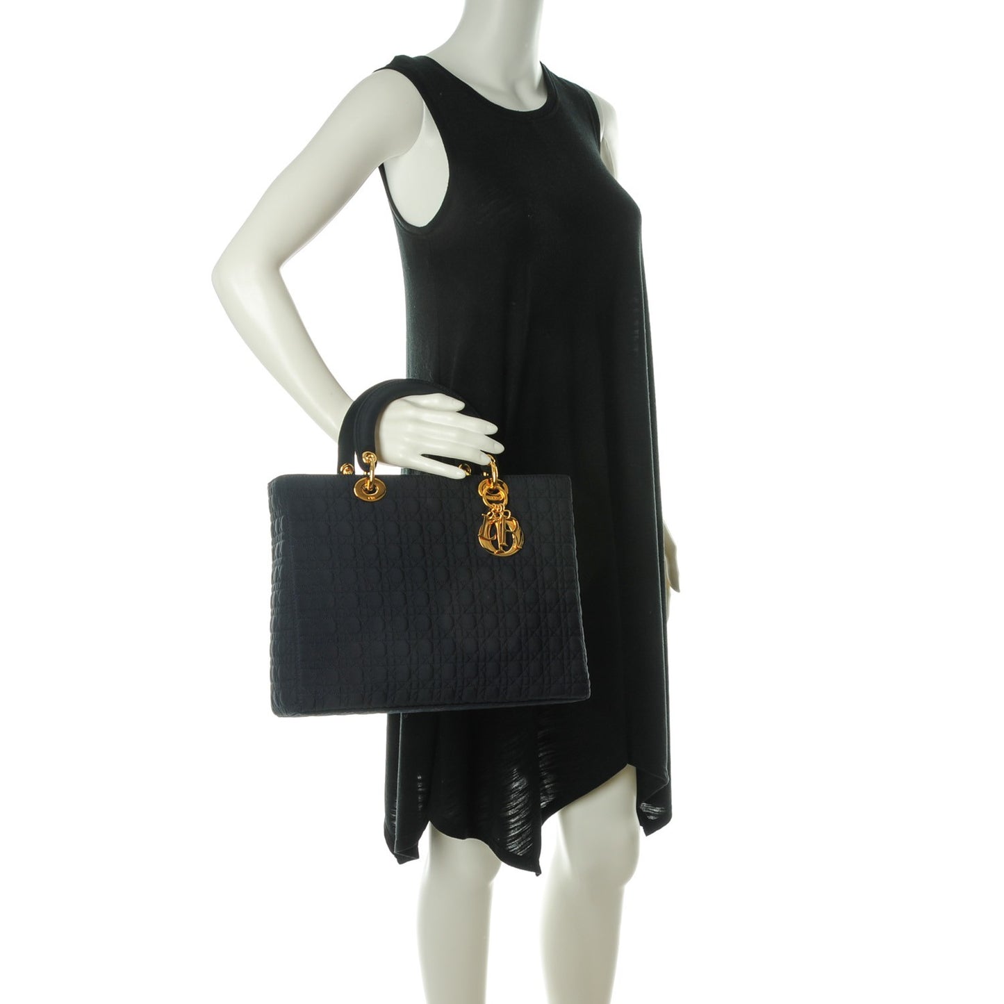 Nylon Cannage Large Lady Dior Navy Blue