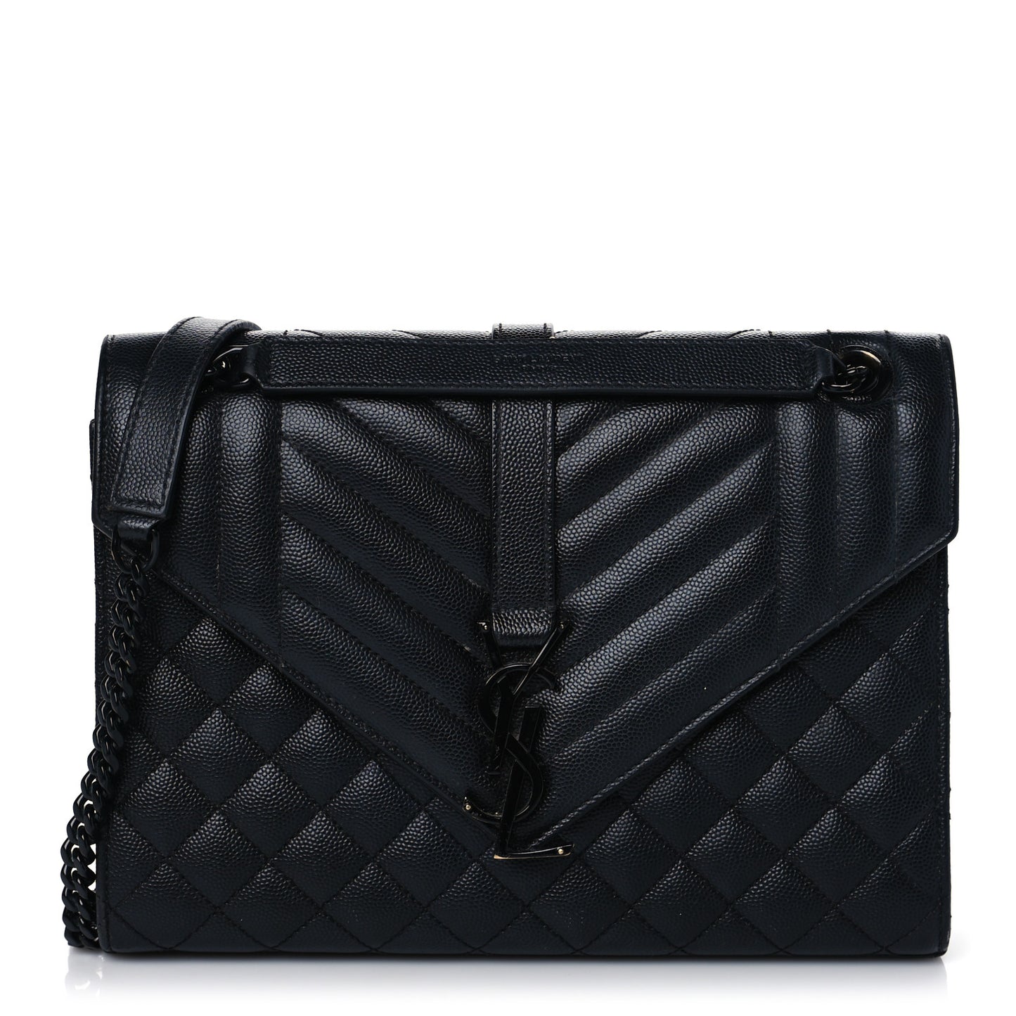 Grain De Poudre Textured Mixed Matelasse Triquilt Medium Monogram Satchel Black