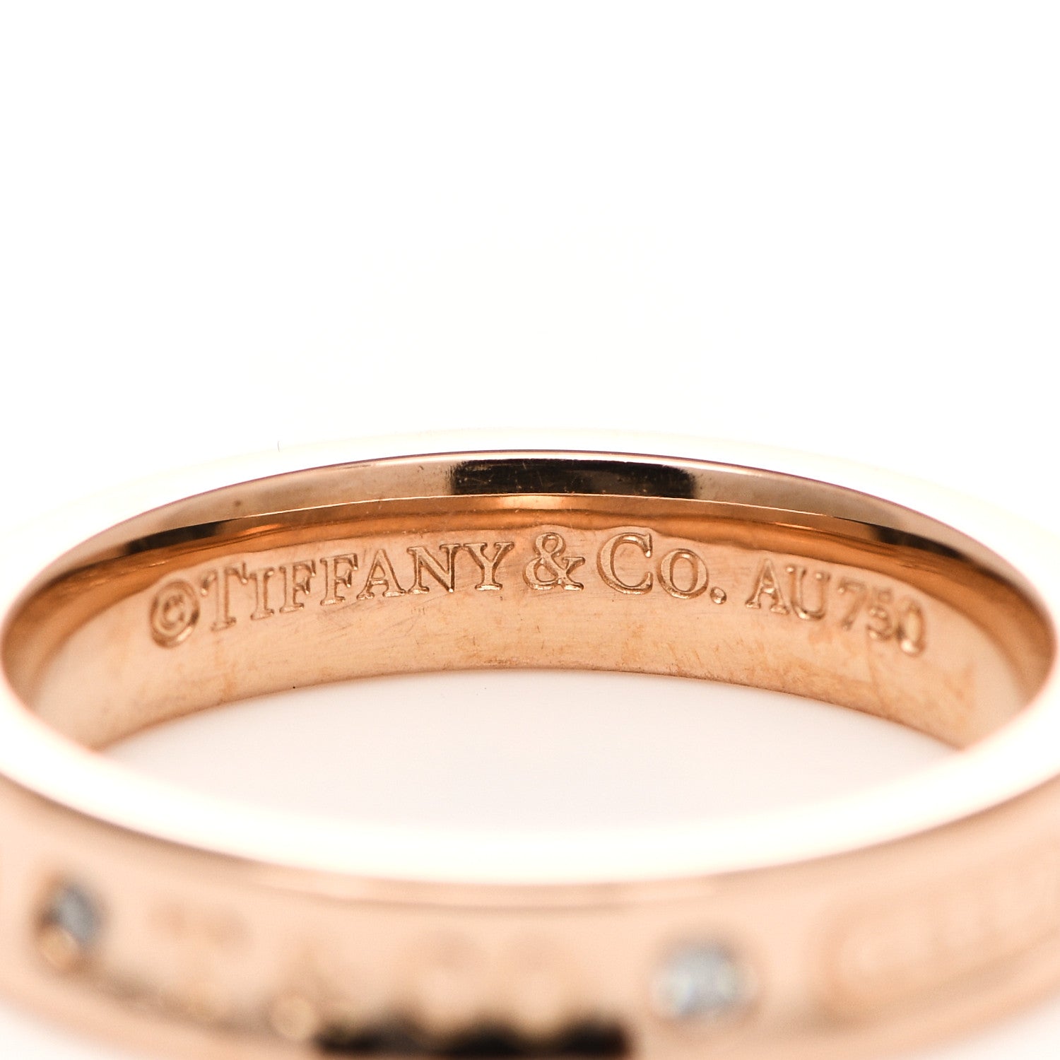 Tiffany 18K Rose Gold Diamond Narrow 1837 Ring 53 6.5 4 of 4