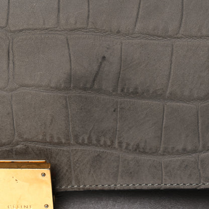 Celine Crocodile Embossed Nubuck Medium Trapeze Grey 25 of 29