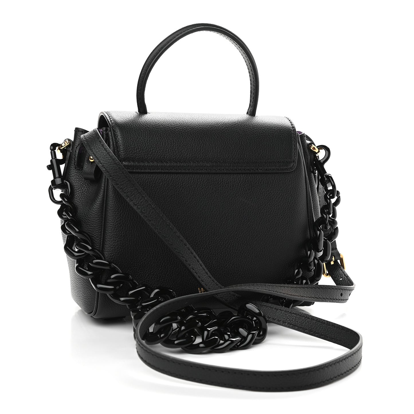 Grained Calfskin Small La Medusa Top Handle Bag Black Lilac