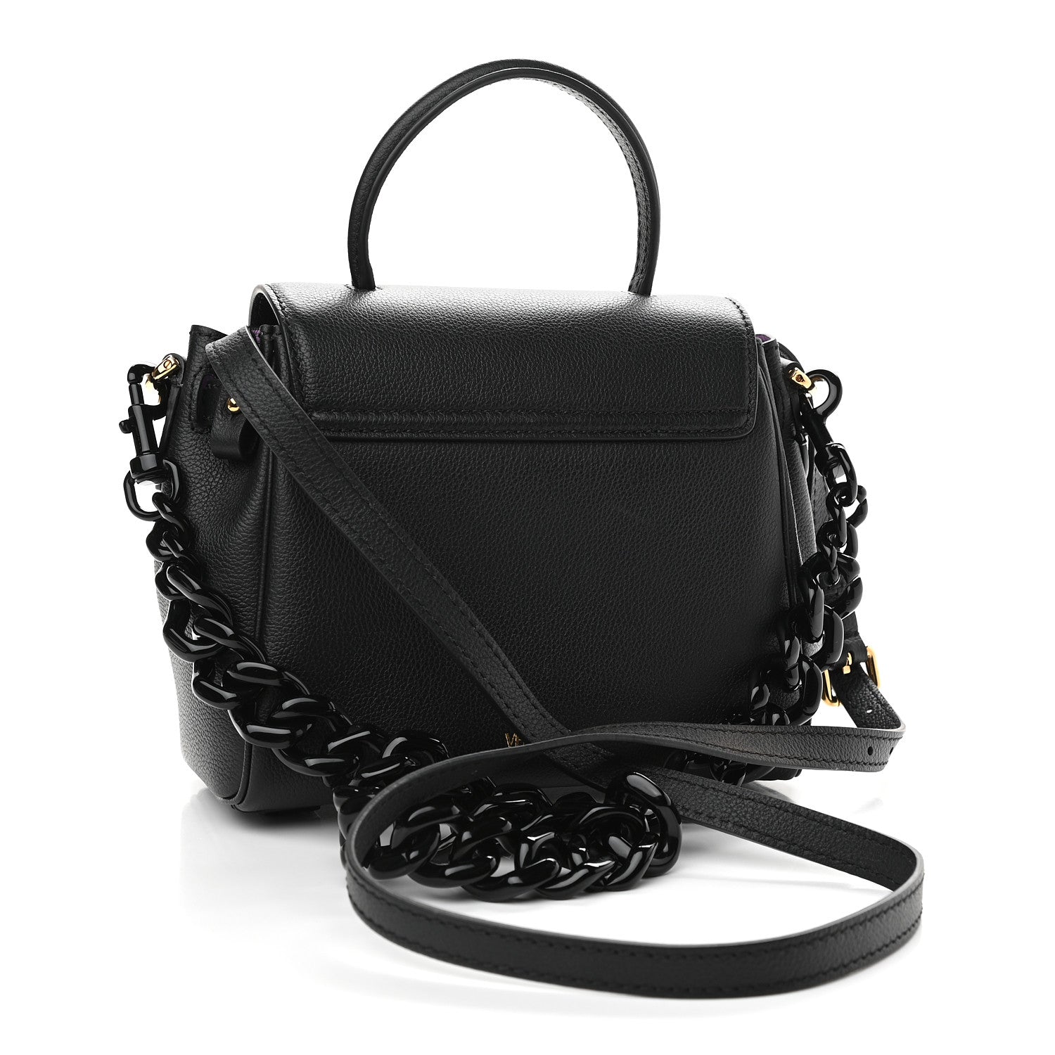 Versace Grained Calfskin Small La Medusa Top Handle Bag Black Lilac 3 of 9