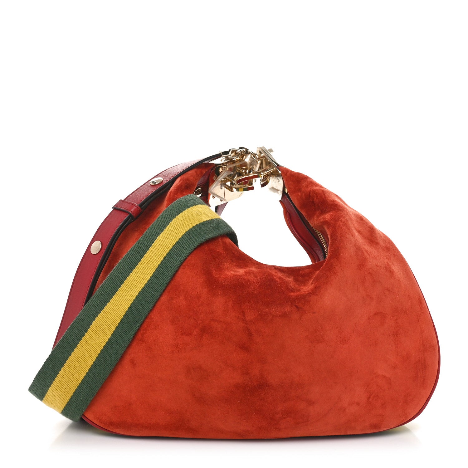 Gucci Suede Web Large Attache Shoulder Bag Red 1662639 – FASHIONPHILE