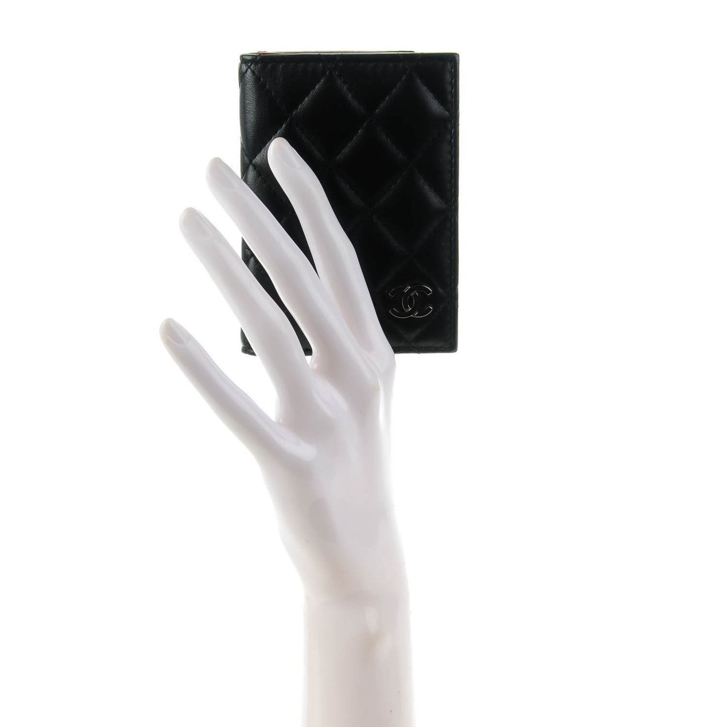 Lambskin Quilted Card Holder Wallet Black