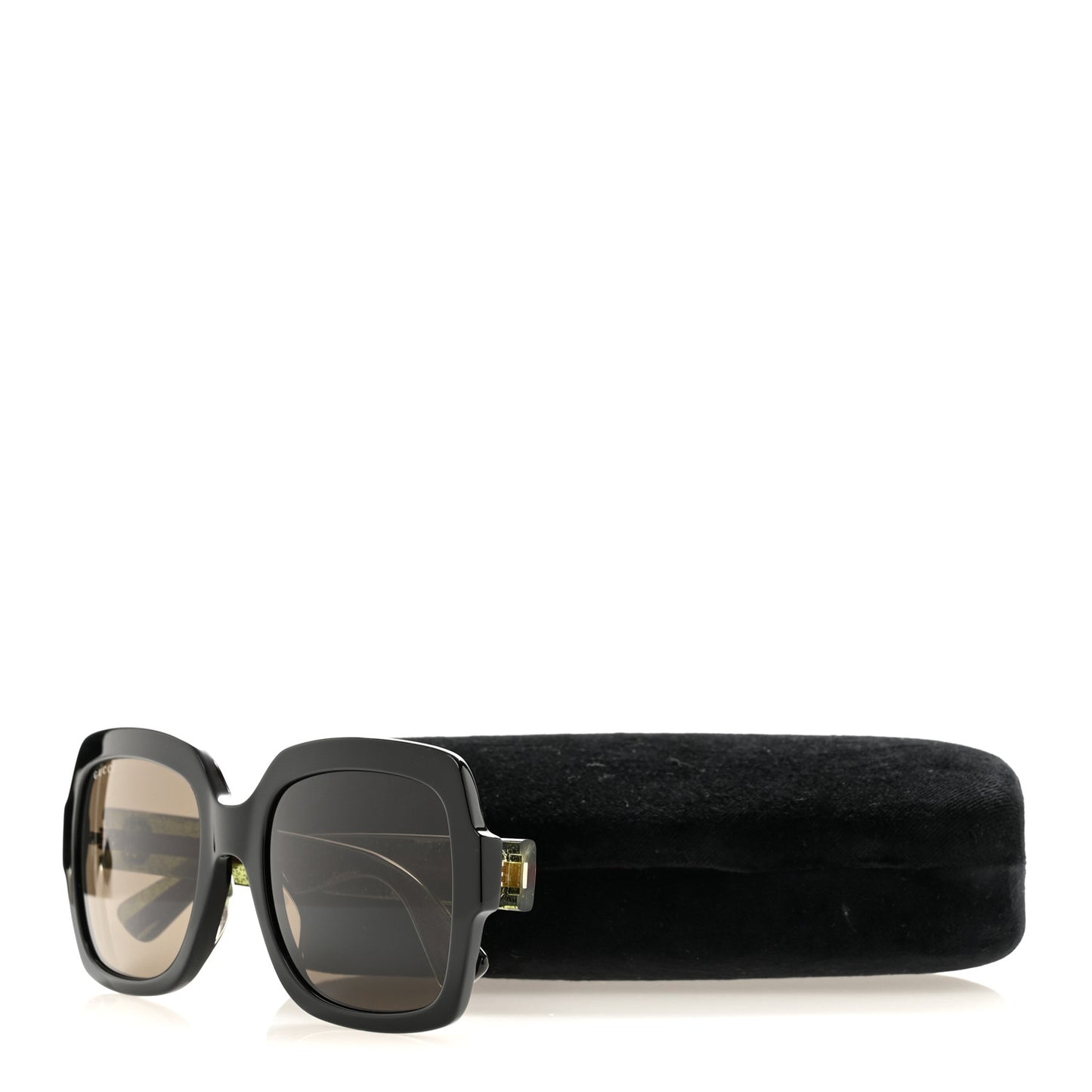 Acetate Square Frame Web Glitter Sunglasses GG0036SN Black Green