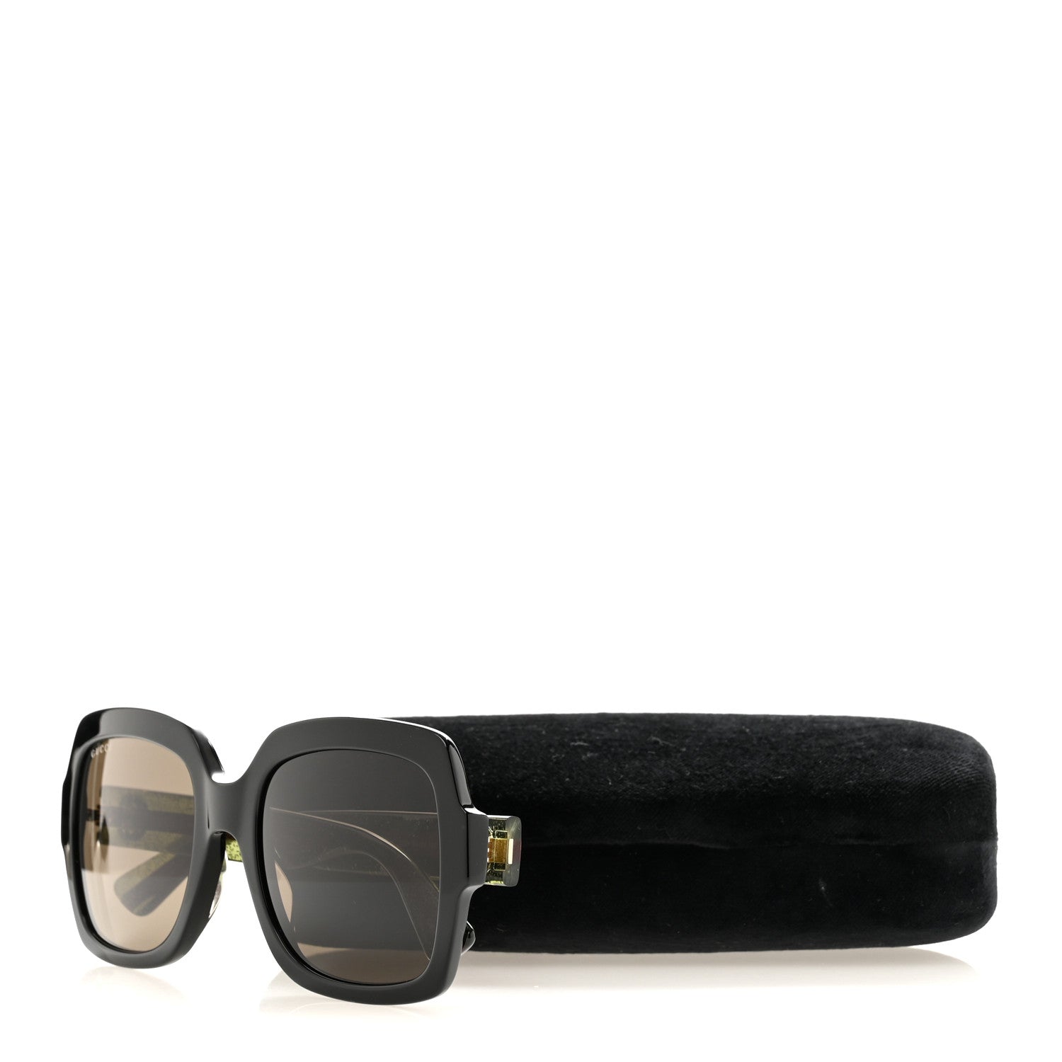 Gucci Acetate Square Frame Web Glitter Sunglasses GG0036SN Black Green 8 of 8