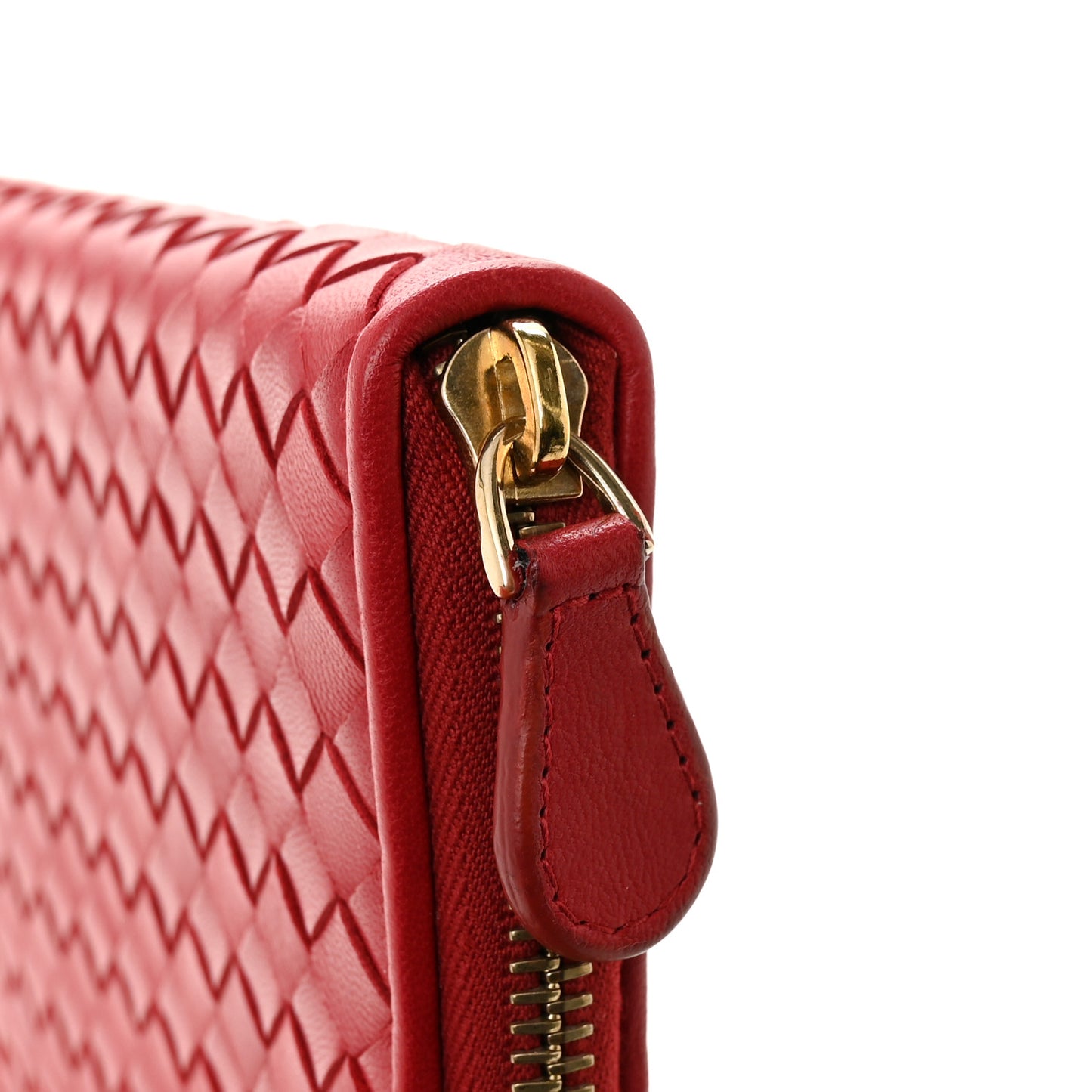 Nappa Intrecciato Zip Around Wallet Red