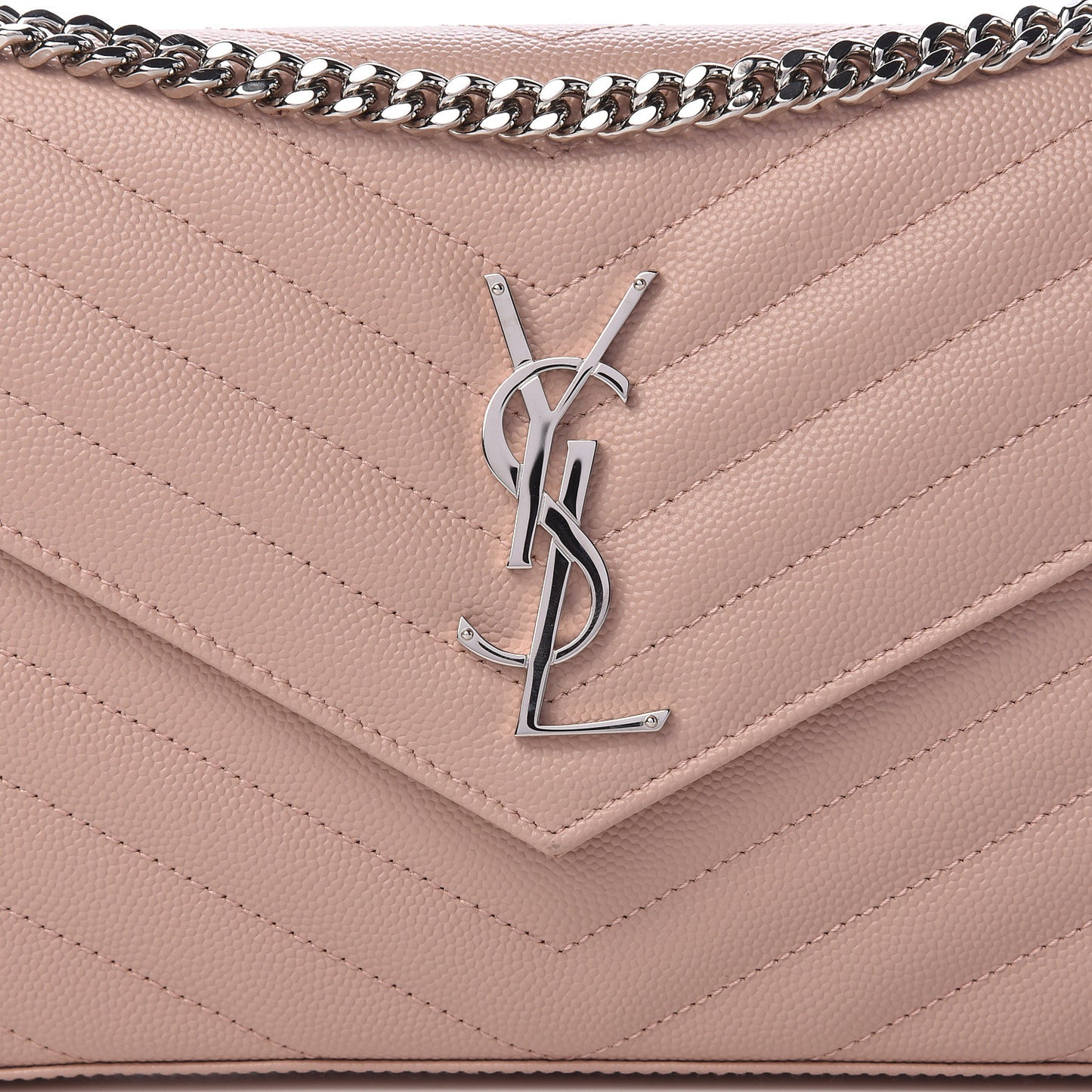 Grain De Poudre Matelasse Chevron Monogram Chain Wallet Rose Antic