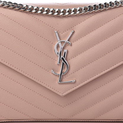 Saint Laurent Grain De Poudre Matelasse Chevron Monogram Chain Wallet Rose Antic 7 of 10