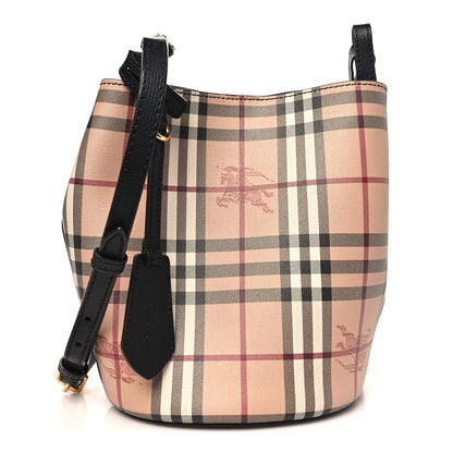 Burberry Haymarket Check Colours Small Lorne Bucket Crossbody Black 1 of 9