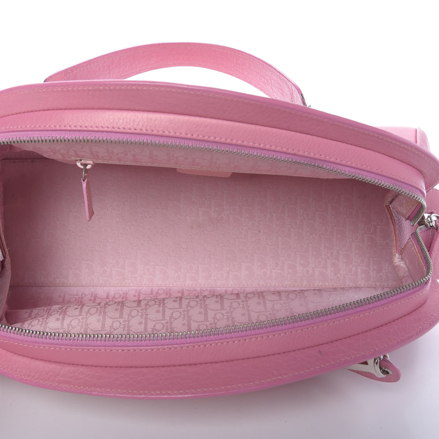 Christian Dior Grained Calfskin Romantic Flowers Frame Satchel Pink 5 of 13