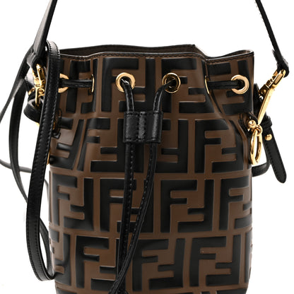 Fendi Vitello Liberty F is Fendi Bi-Color FF 1974 Embossed Mini Mon Tresor Bucket Bag Maya Black 8 of 11