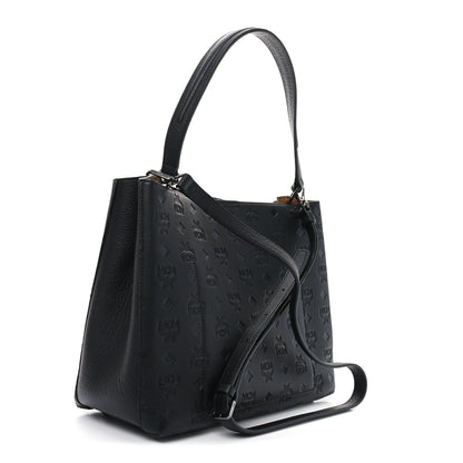 MCM Calfskin Ottomar Monogram Sarah Convertible Hobo Black 3 of 10