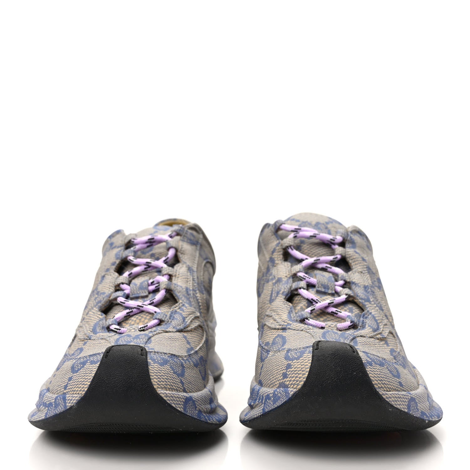 Gucci Ultralight Plume Calfskin Monogram Printed Womens Gucci Run Sneakers 38 Beige Blue 2 of 10