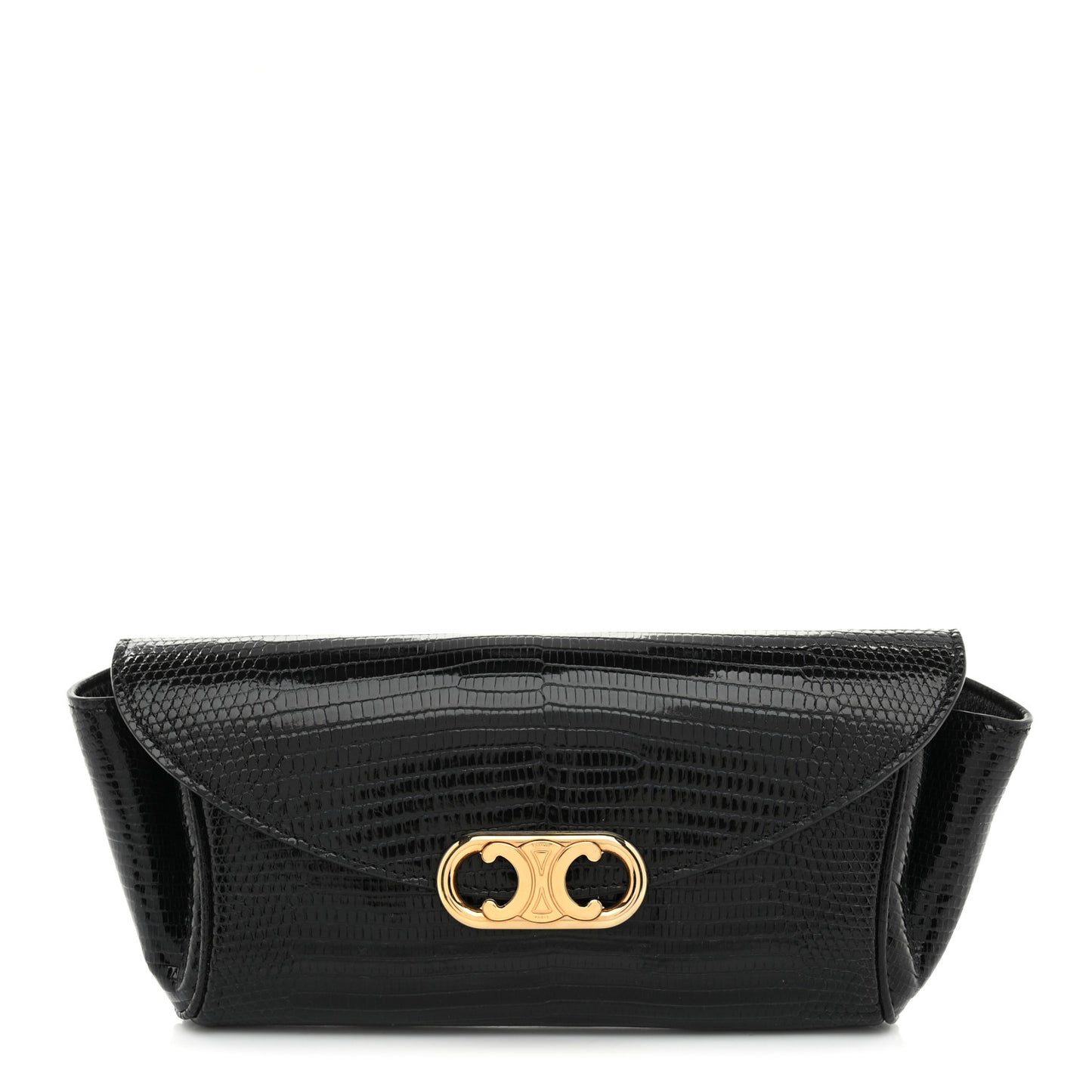 Shiny Lizard Maillon Triomphe Clutch Black
