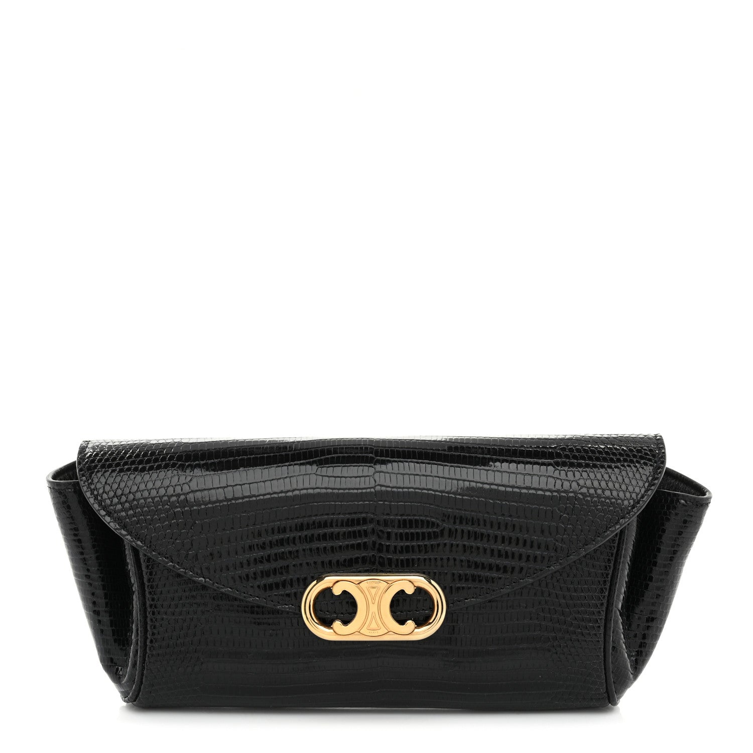 Celine Shiny Lizard Maillon Triomphe Clutch Black 1 of 7