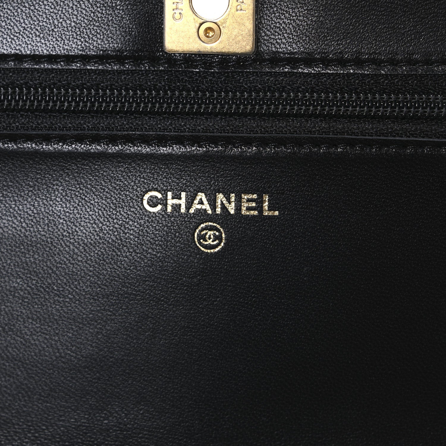 Chanel Lambskin Quilted CC Pearl Crush Wallet on Chain WOC Black 5 of 10