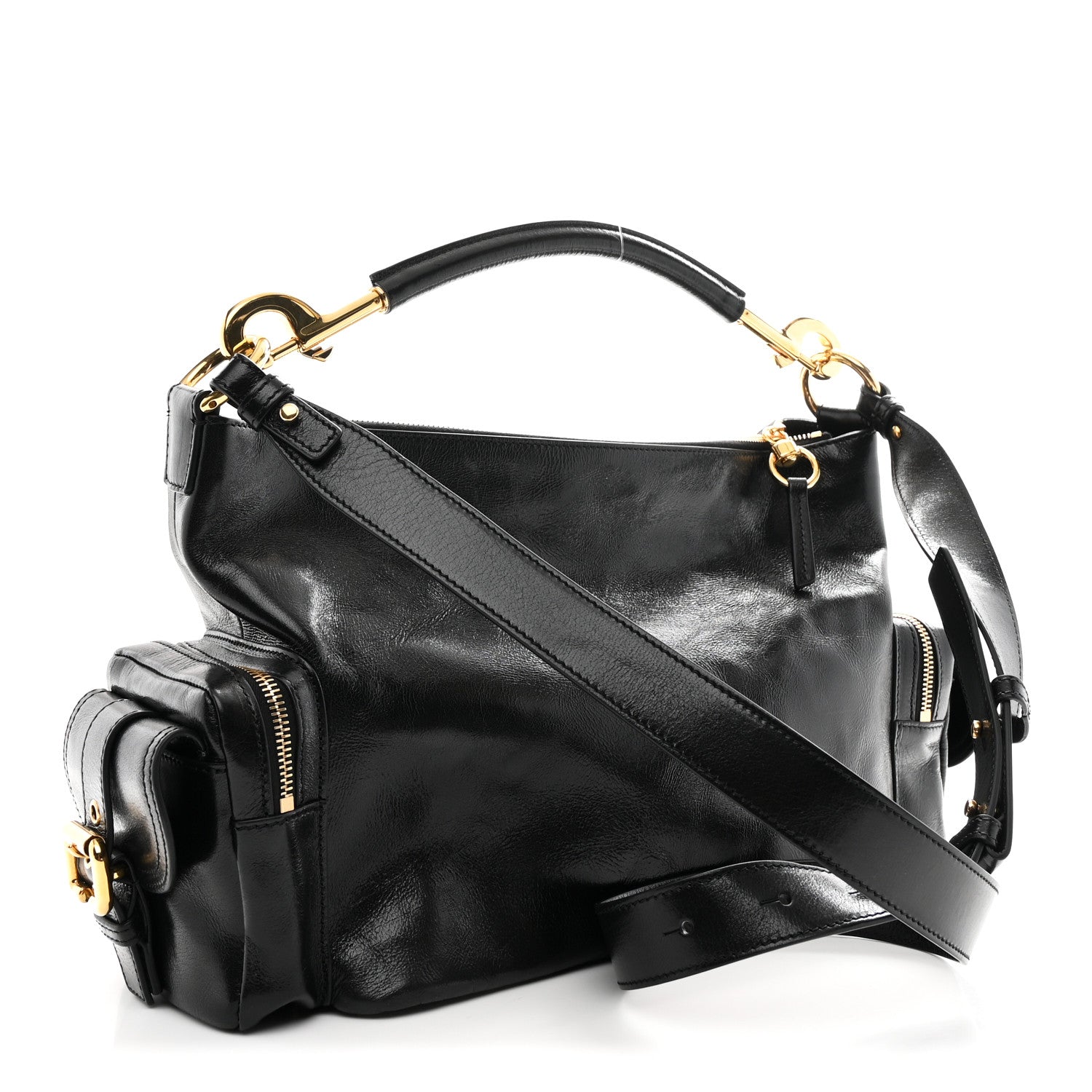 Chloe Shiny Calfskin Medium Double Carry Camera Bag Black 3 of 10