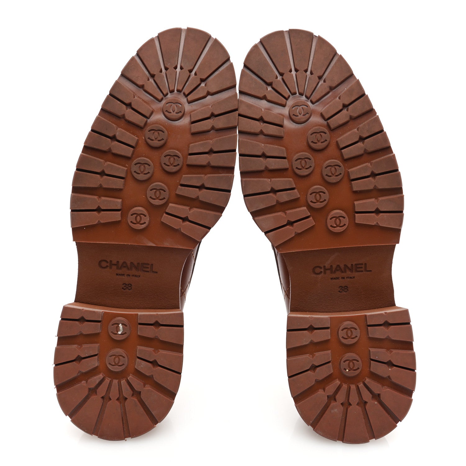 Chanel Calfskin Quilted CC Mocassin Loafers 38 Light Brown 5 of 7