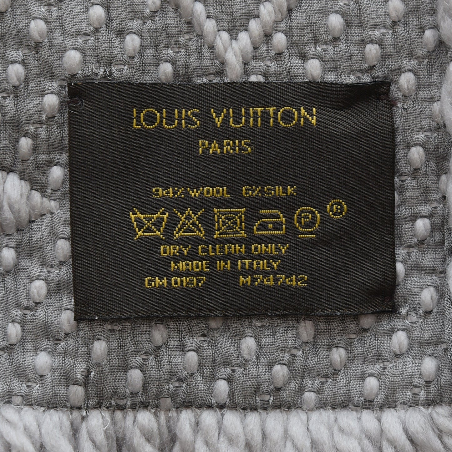 Wool Silk Logomania Scarf Pearl Grey