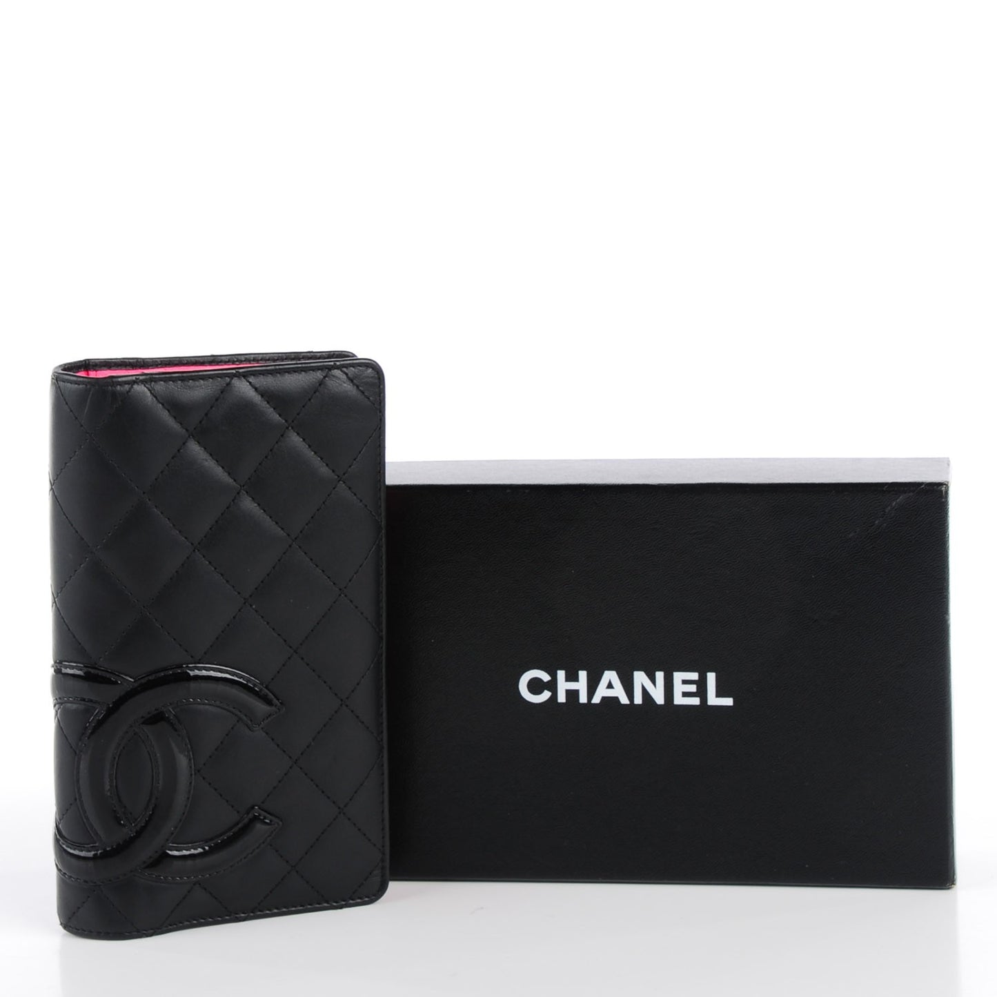 Calfskin Quilted Cambon Yen Wallet Black